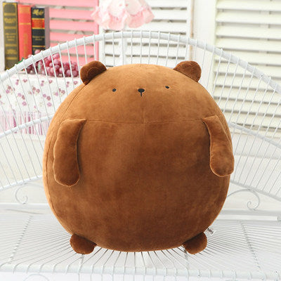 Cute creative plush toys, a round brown bear plush doll with small ears and a soft texture.
