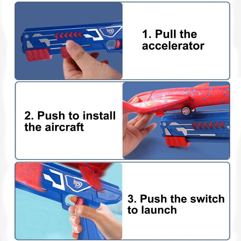 Foam Plane Launcher Airplanes Glider Hand Throw Catapult Plane Toy
