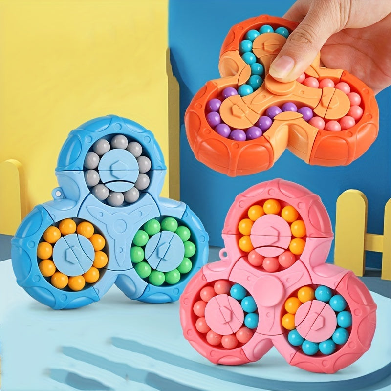 Magic Bean Puzzle Toy, Rotating Magic Bean Cube & Fidget Spinner Toys 2-in-1
