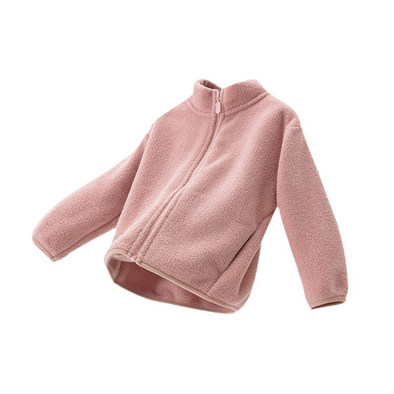 Plush Stand Collar Kids' Overcoat Warm
