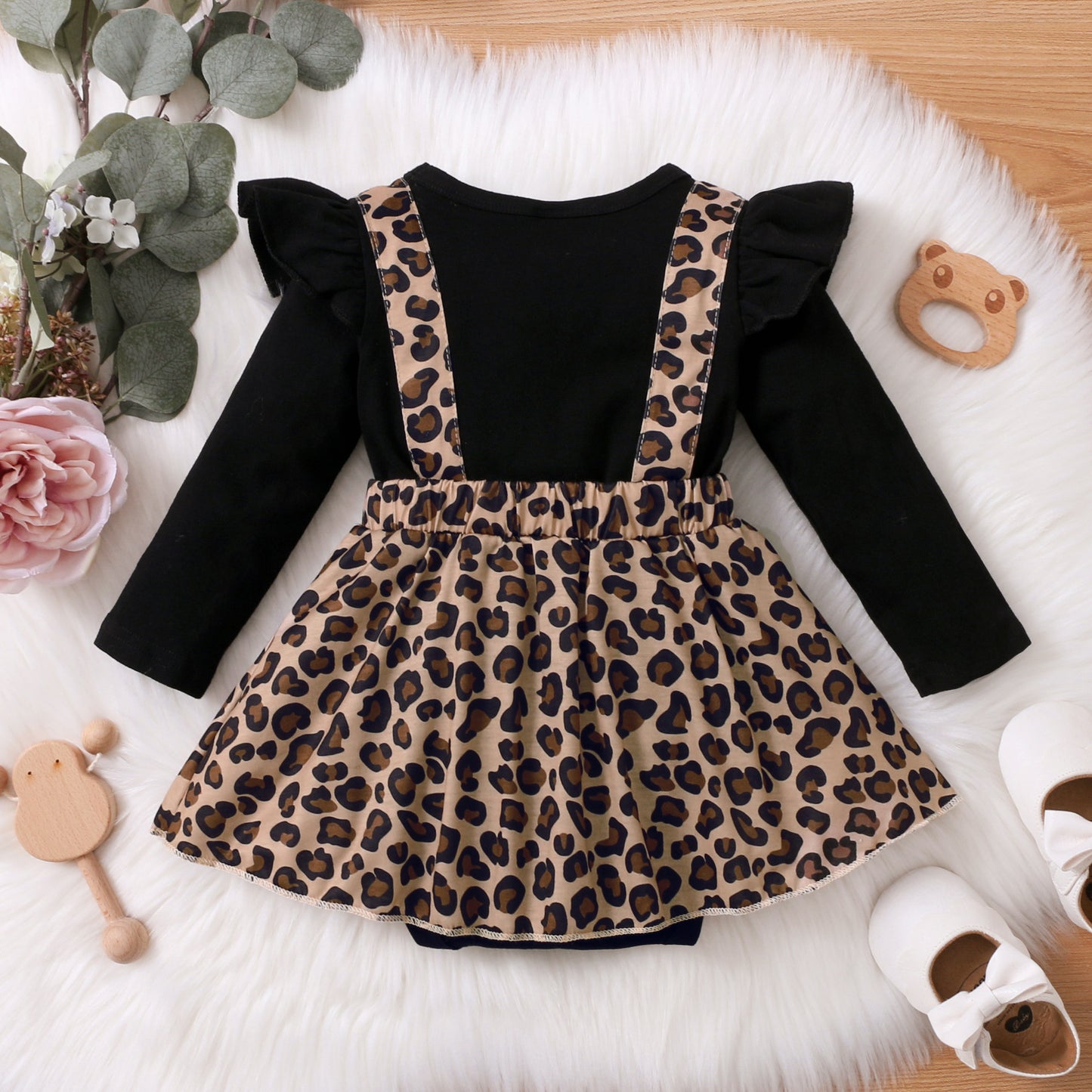 Long Sleeve Baby Girl Leopard Print One-piece Romper