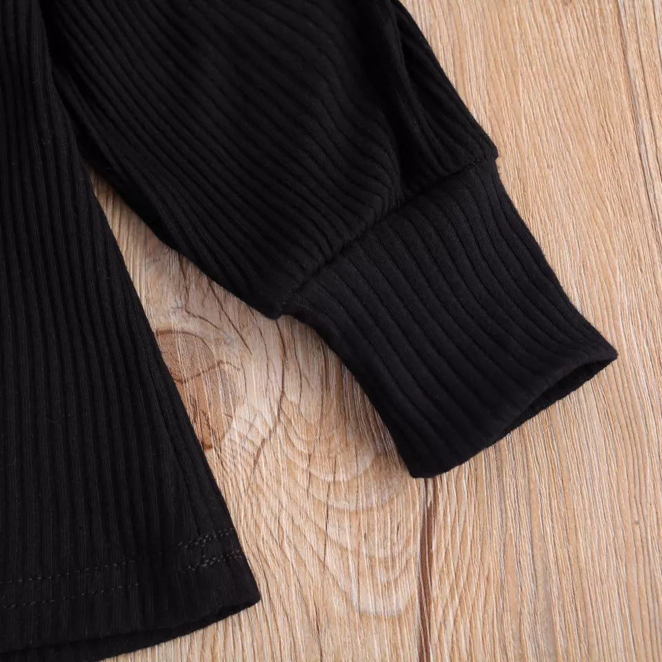 Girls' Fashion Sunken Stripe Top Houndstooth Skirt Suit