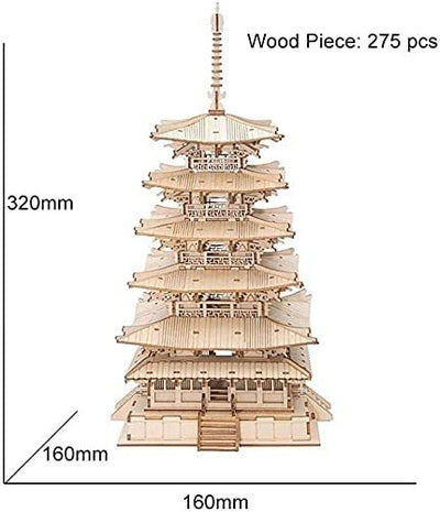 Robotime Five-storied Pagoda 3D Wooden Puzzle Toys For Children Kids Birthday Gift TGN02