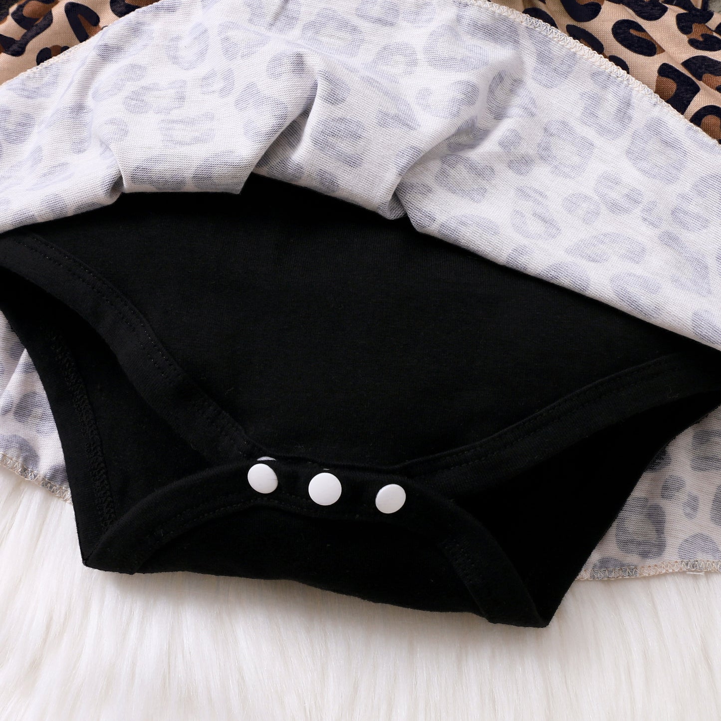 Long Sleeve Baby Girl Leopard Print One-piece Romper